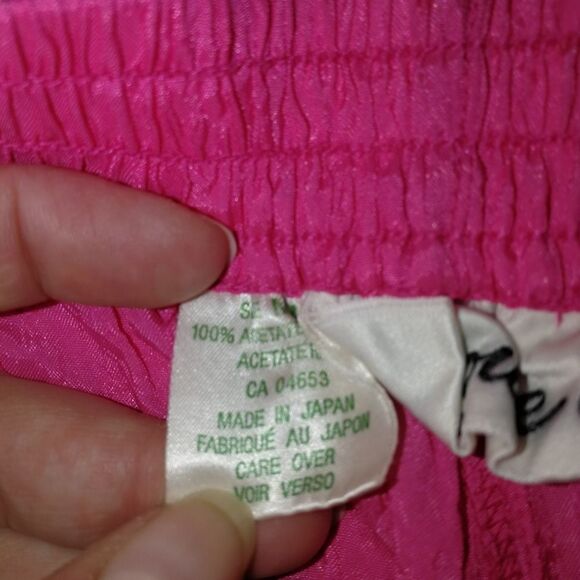 VINTAGE Y2K Bubble Pink Satin Light Silky High-rise Tapered Trouser Pants Small - Picture 10 of 14